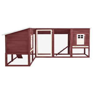 vidaXL Rabbit Hutch with Run Mocca and White Solid Fir Wood