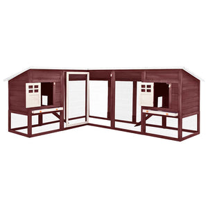vidaXL Rabbit Hutch with Run Mocca and White Solid Fir Wood