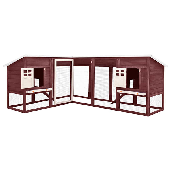 vidaXL Rabbit Hutch with Run Mocca and White Solid Fir Wood