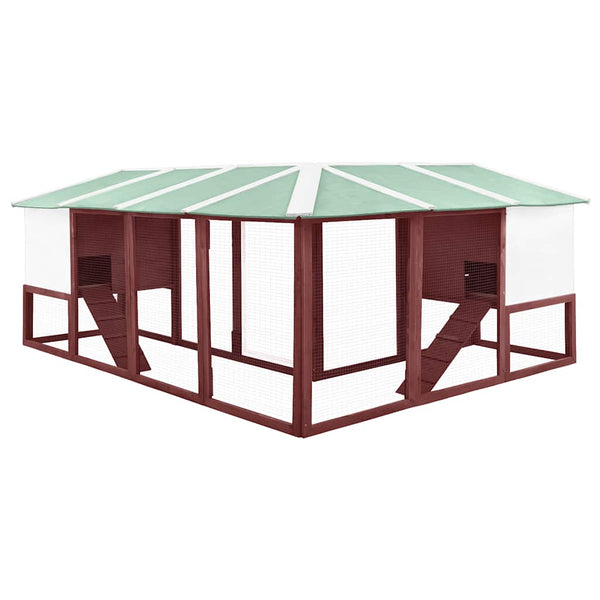 vidaXL Rabbit Hutch with Run Mocca and White Solid Fir Wood