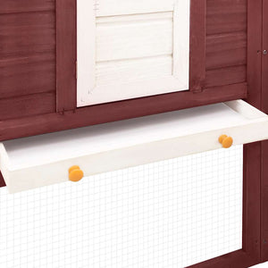 vidaXL Rabbit Hutch with Run Mocca and White Solid Fir Wood