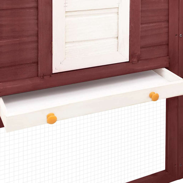 vidaXL Rabbit Hutch with Run Mocca and White Solid Fir Wood