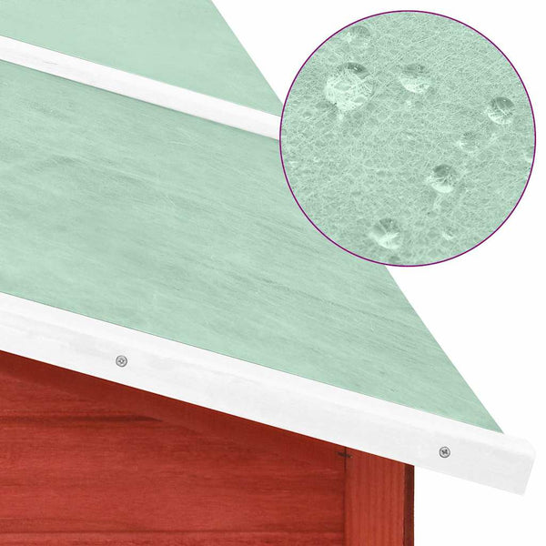 vidaXL Rabbit Hutch with Run Red and White Solid Fir Wood