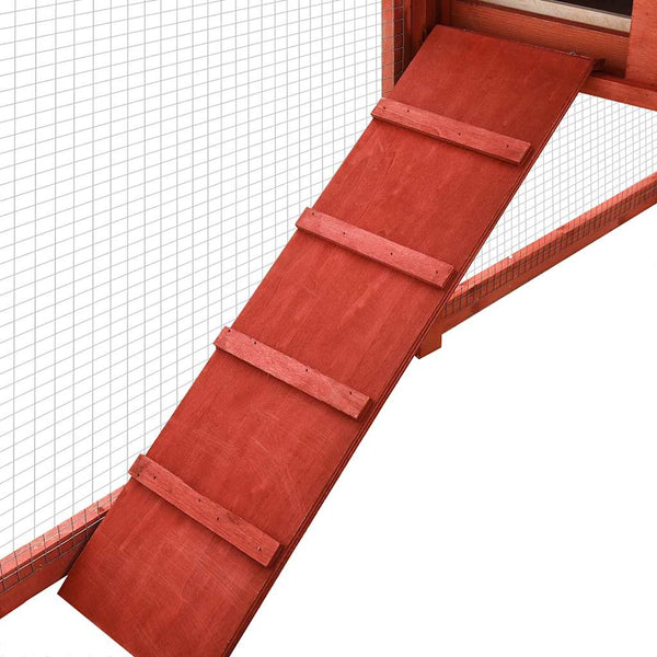 vidaXL Rabbit Hutch with Run Red and White Solid Fir Wood