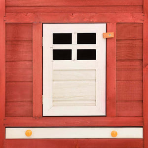 vidaXL Rabbit Hutch with Run Red and White Solid Fir Wood