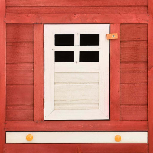 vidaXL Rabbit Hutch with Run Red and White Solid Fir Wood