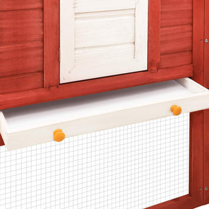 vidaXL Rabbit Hutch with Run Red and White Solid Fir Wood