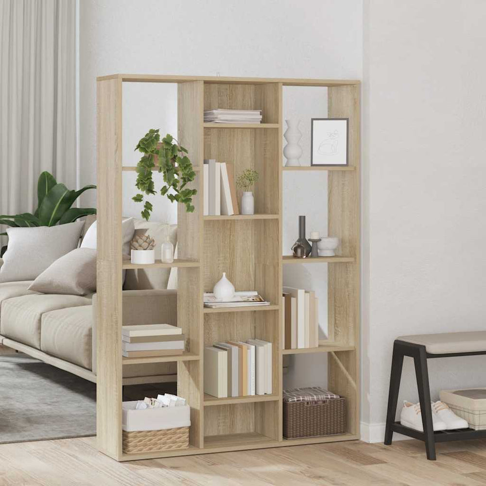 vidaXL Room Divider/Bookshelf Sonoma Oak 100x24x140 cm Engineered Wood