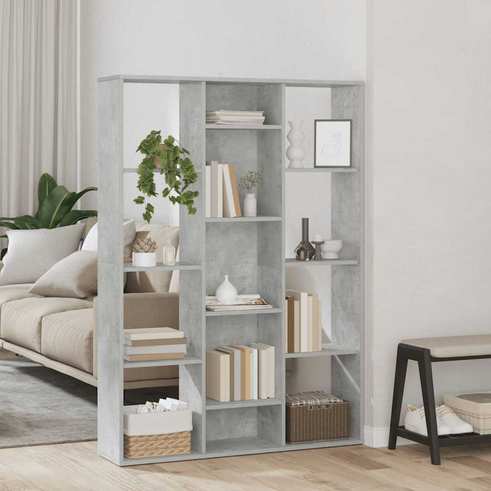 vidaXL Room Divider/Bookshelf Concrete Grey 100x24x140 cm Engineered Wood