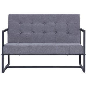 vidaXL 2-Seater Sofa with Armrests Light Grey Steel and Fabric