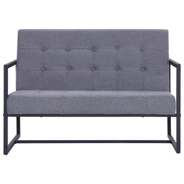 vidaXL 2-Seater Sofa with Armrests Light Grey Steel and Fabric