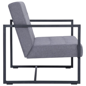 vidaXL 2-Seater Sofa with Armrests Light Grey Steel and Fabric