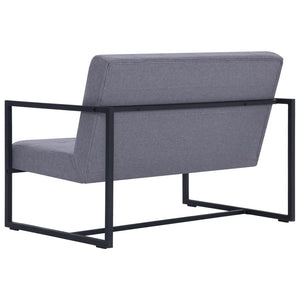 vidaXL 2-Seater Sofa with Armrests Light Grey Steel and Fabric