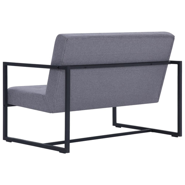 vidaXL 2-Seater Sofa with Armrests Light Grey Steel and Fabric