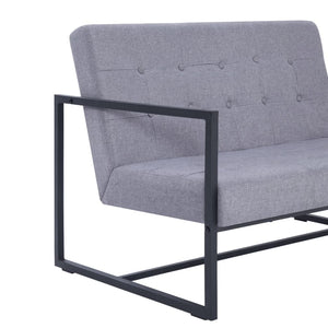 vidaXL 2-Seater Sofa with Armrests Light Grey Steel and Fabric