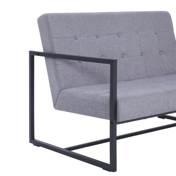 vidaXL 2-Seater Sofa with Armrests Light Grey Steel and Fabric