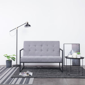vidaXL 2-Seater Sofa with Armrests Light Grey Steel and Fabric