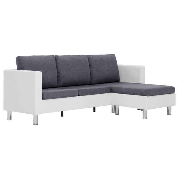 vidaXL 3-Seater Sofa with Cushions White Faux Leather