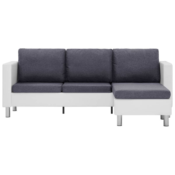 vidaXL 3-Seater Sofa with Cushions White Faux Leather