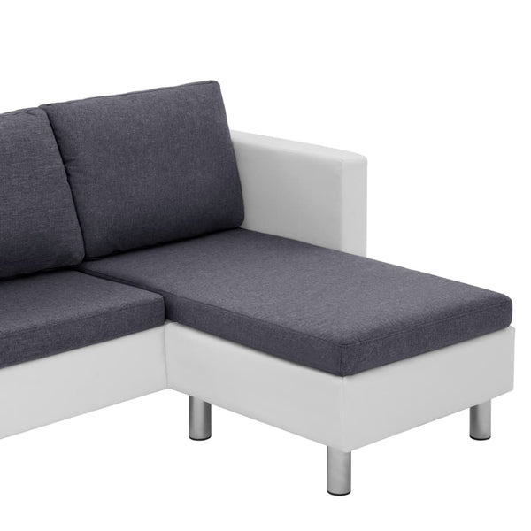 vidaXL 3-Seater Sofa with Cushions White Faux Leather