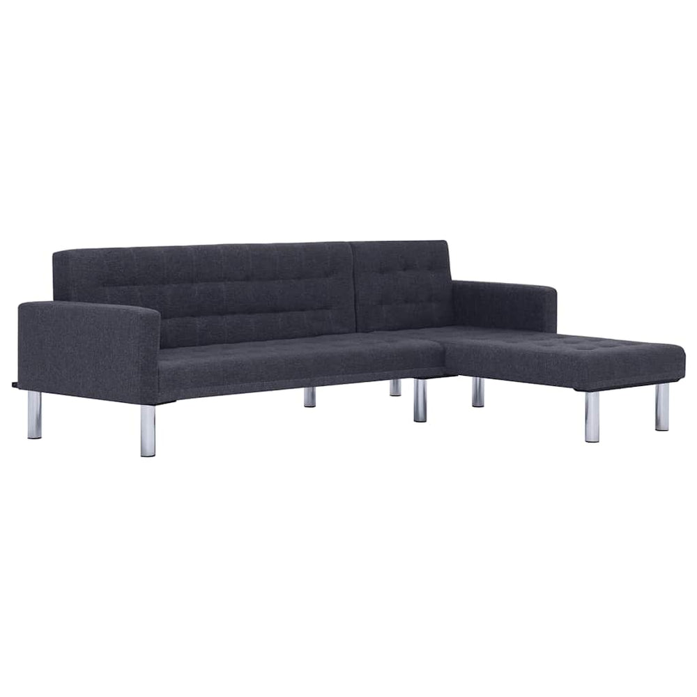 vidaXL L-Shaped Sofa Bed Dark Grey Polyester