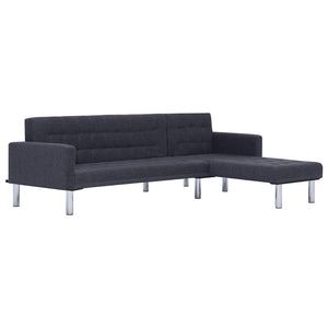 vidaXL L-Shaped Sofa Bed Dark Grey Polyester