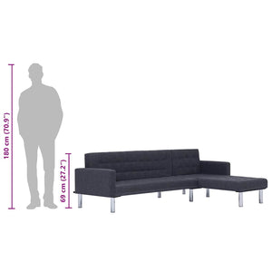 vidaXL L-Shaped Sofa Bed Dark Grey Polyester