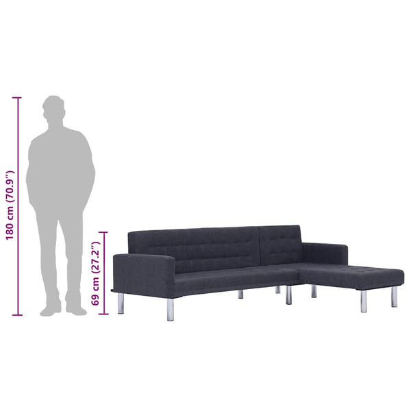 vidaXL L-Shaped Sofa Bed Dark Grey Polyester