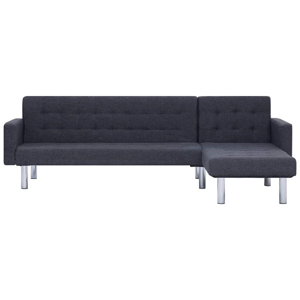 vidaXL L-Shaped Sofa Bed Dark Grey Polyester