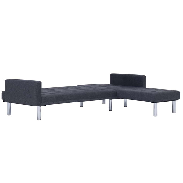 vidaXL L-Shaped Sofa Bed Dark Grey Polyester
