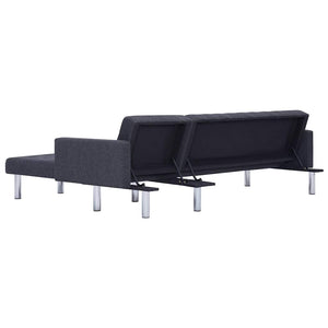 vidaXL L-Shaped Sofa Bed Dark Grey Polyester