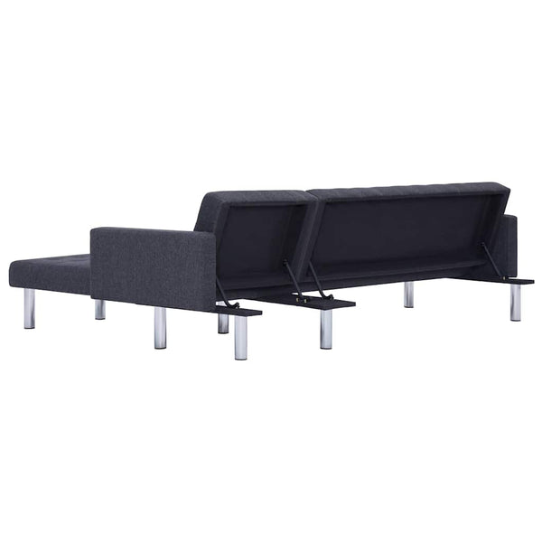 vidaXL L-Shaped Sofa Bed Dark Grey Polyester