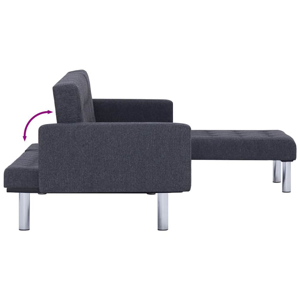 vidaXL L-Shaped Sofa Bed Dark Grey Polyester