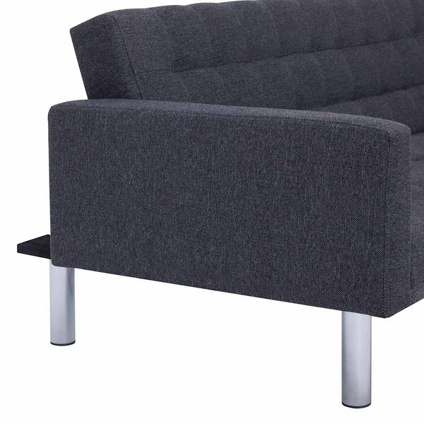 vidaXL L-Shaped Sofa Bed Dark Grey Polyester