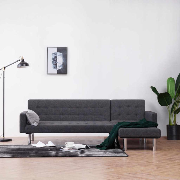 vidaXL L-Shaped Sofa Bed Dark Grey Polyester