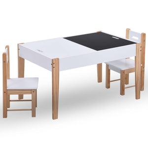 vidaXL 3-Piece Kids' Seating Set with Chalkboard Black and White