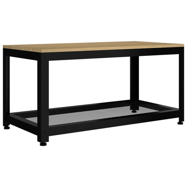 vidaXL Coffee Table Light Brown and Black 90x45x45 cm MDF and Iron
