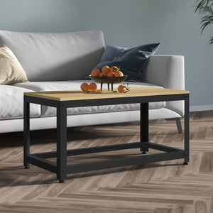 vidaXL Coffee Table Light Brown and Black 90x45x45 cm MDF and Iron