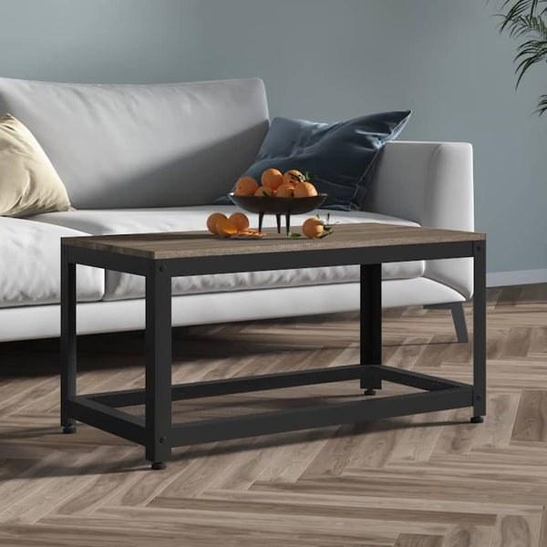 vidaXL Coffee Table Grey and Black 90x45x45 cm MDF and Iron