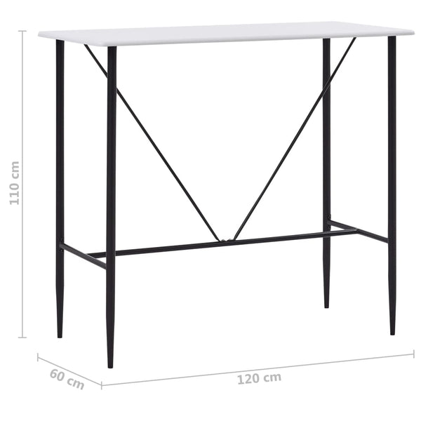 vidaXL Bar Table White 120 x 60 x 110 cm MDF