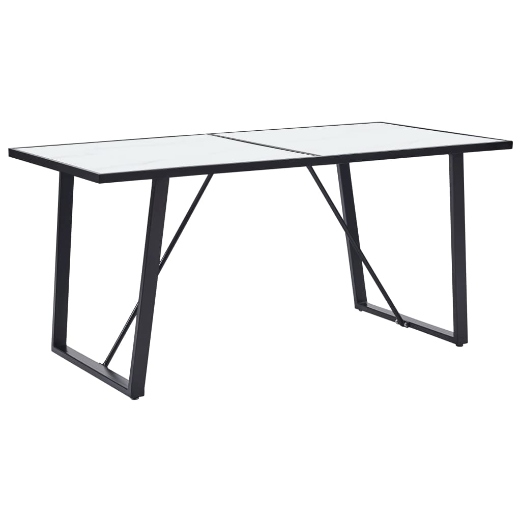 vidaXL Dining Table White 160 x 80 x 75 cm Tempered Glass