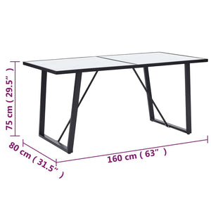 vidaXL Dining Table White 160 x 80 x 75 cm Tempered Glass