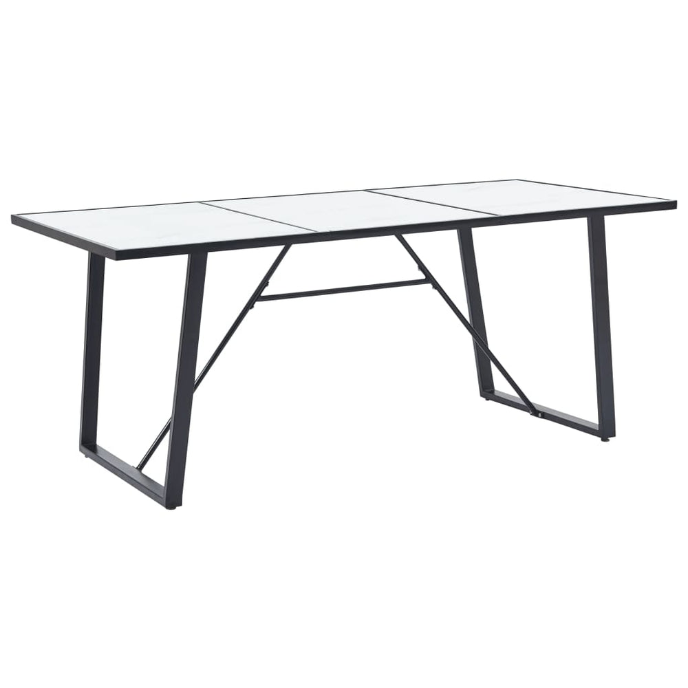 vidaXL Dining Table White 180 x 90 x 75 cm Tempered Glass