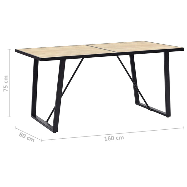vidaXL Dining Table Oak Color 160x80x75 cm MDF