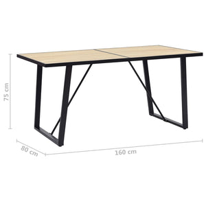 vidaXL Dining Table Oak Color 160x80x75 cm MDF