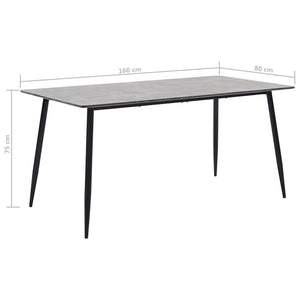 vidaXL Dining Table Grey 160×80×75 cm MDF