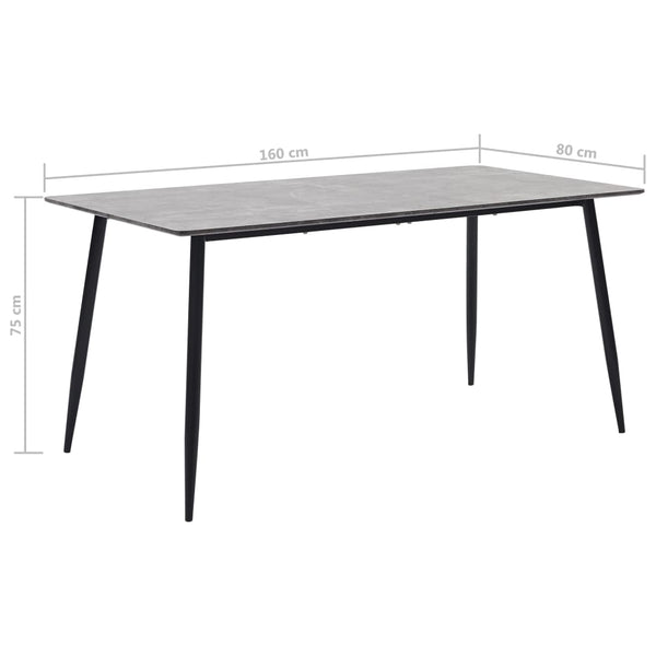 vidaXL Dining Table Grey 160×80×75 cm MDF