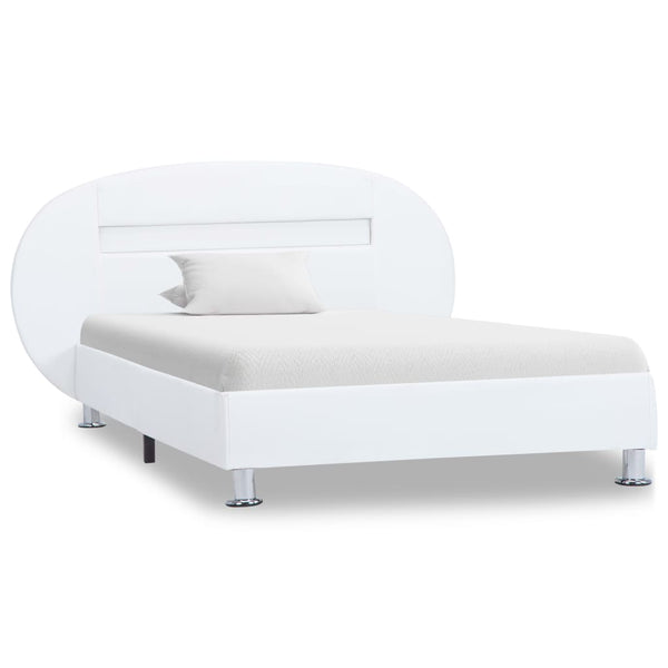 vidaXL LED Bed Frame White Faux Leather 100x200 cm