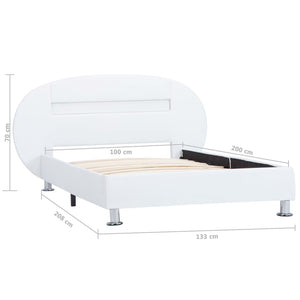 vidaXL LED Bed Frame White Faux Leather 100x200 cm