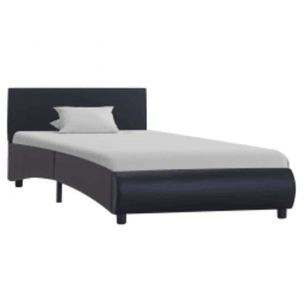 vidaXL LED Bed Frame Black Faux Leather 100x200 cm